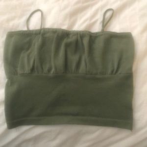 Army green cropped tank top